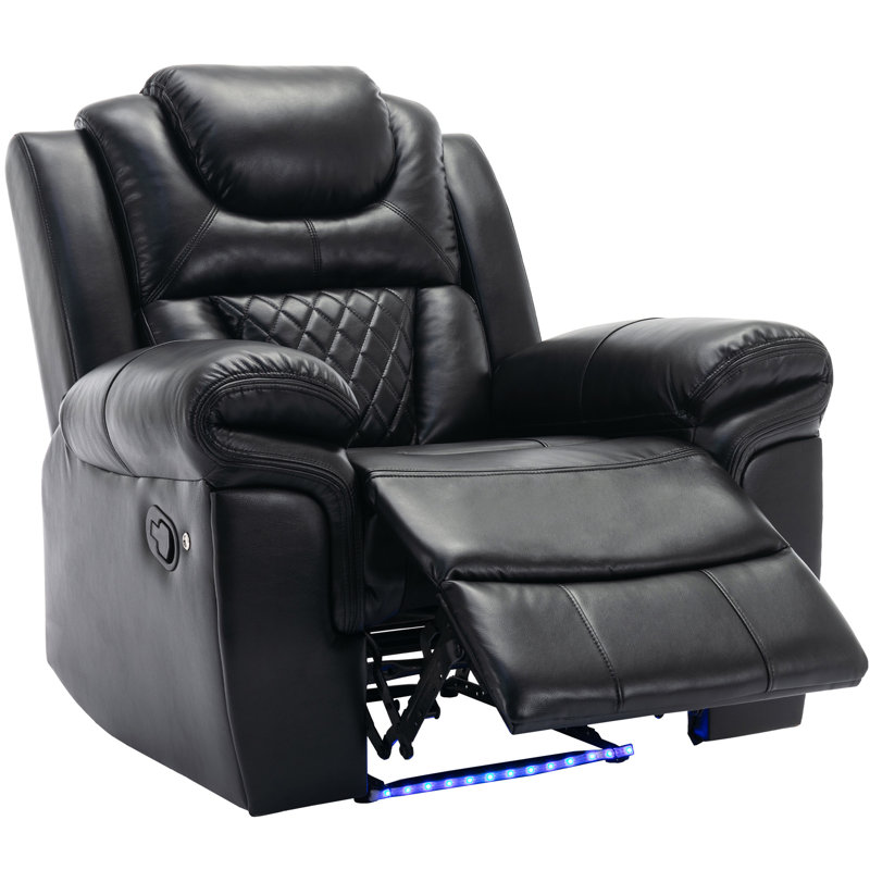 Fauteuil inclinable manuel avec bande lumineuse DEL, Similicuir noir