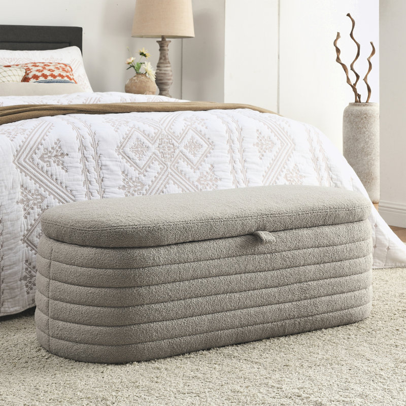 Banc de rangement avec repose-pieds 45,5 pouces, Gris