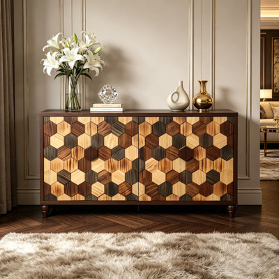 Buffet 59,8 "avec motif en nid d'abeille, armoire d'appoint moderne