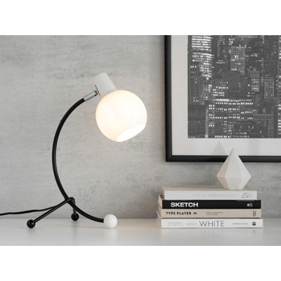 Contemporary Task Lamp 9.75"L x 12.5"W x 17.5"H Black Metal Frame White Plastic Shade Adjustable Neck 1pc Black