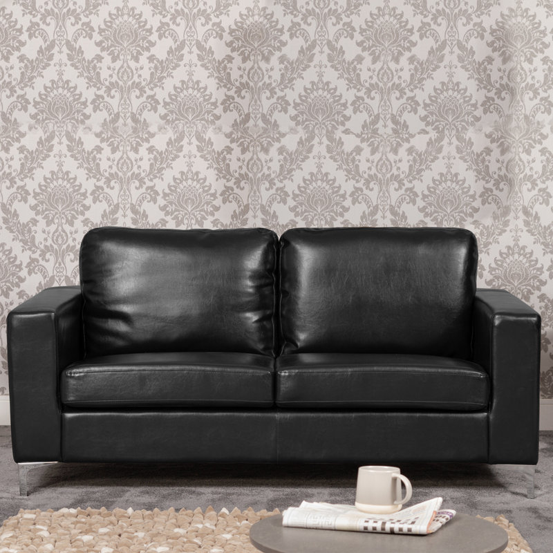 Laronte 3 Seater Faux Leather Sofa, Black