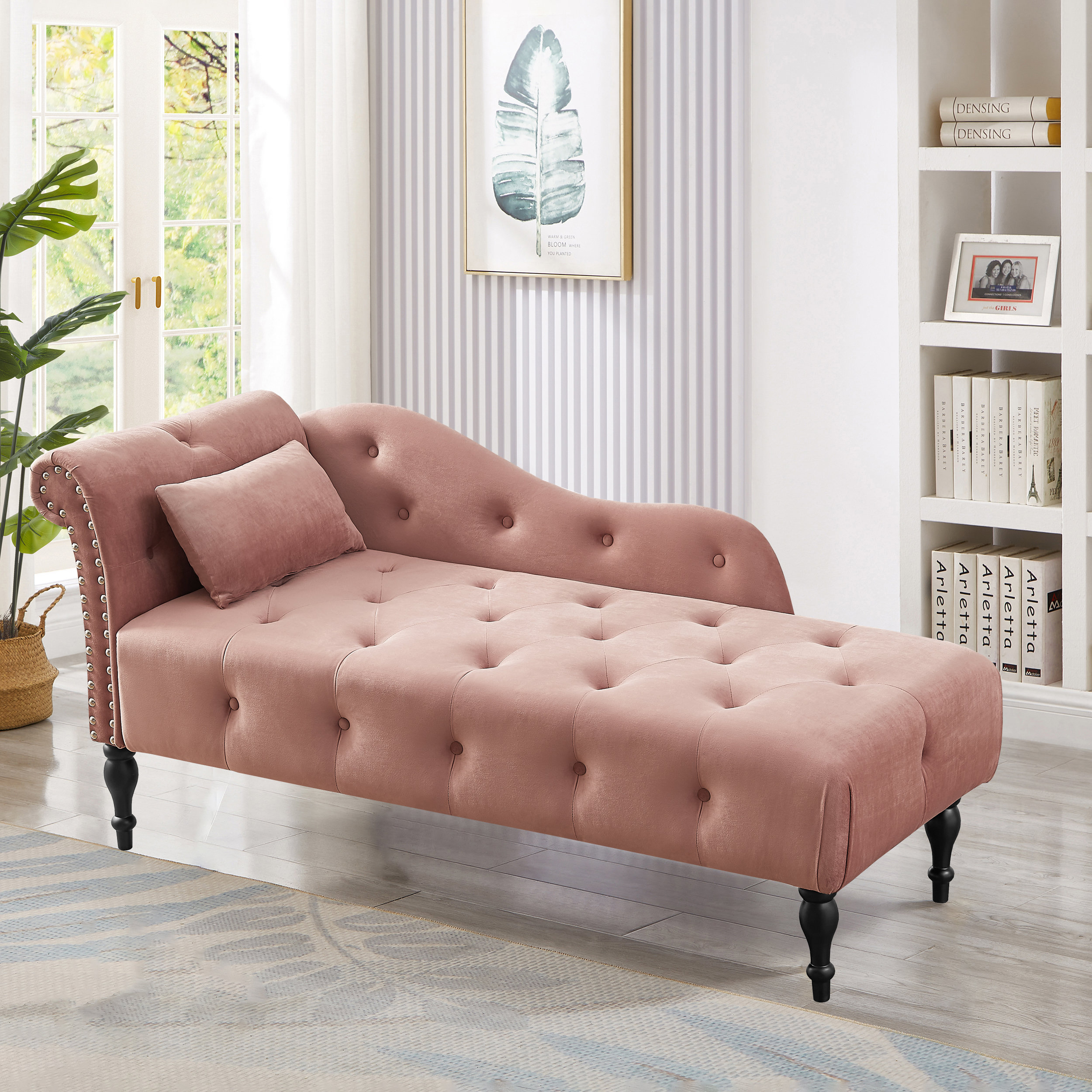 Canora Grey Feo 27.5" Wide Velvet Upholstered LeftArm Tufted Chaise