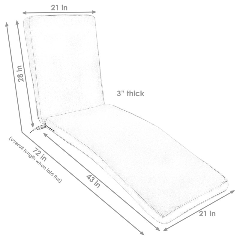 Coussin de siège pour chaise longue d'extérieur 21 po x 72 po, Rouge