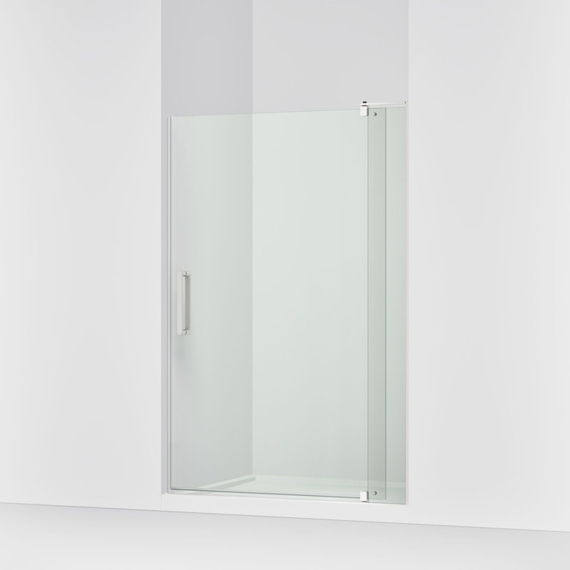 Revel 48'' x 70'' Pivot Shower Door with CleanCoat® Technology, Bright Polished Silver, Crystal Clear
