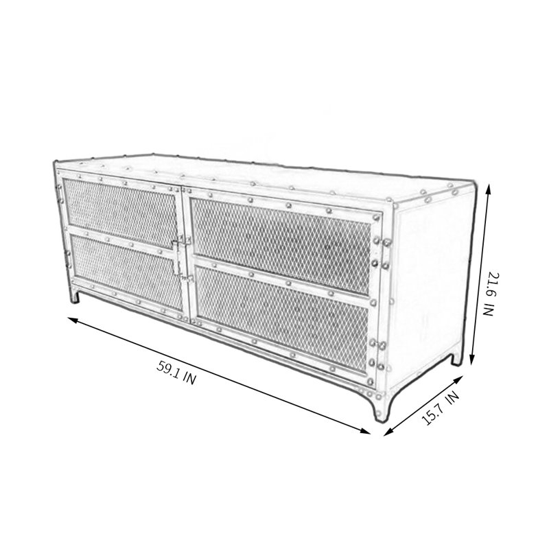 Buffet Kimimela, Argent, H 21,65 po x l 59,05 po x P 15,74 po
