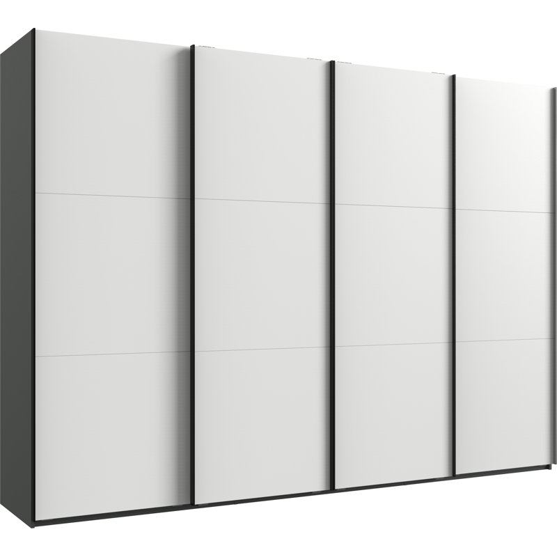 Guardino 4 Door Wardrobe, 236cm H x 300cm W x 65cm D, White/Graphite