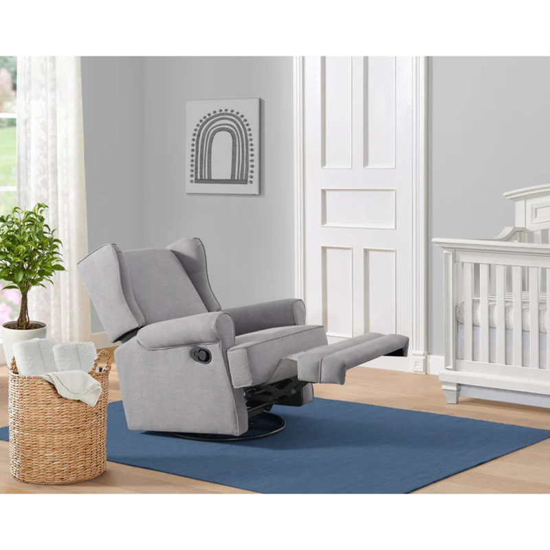 Oxford Baby Teegan Glider Recliner Rocking Chair 360 Degree Swivel for Nursery & Living Room, Gray