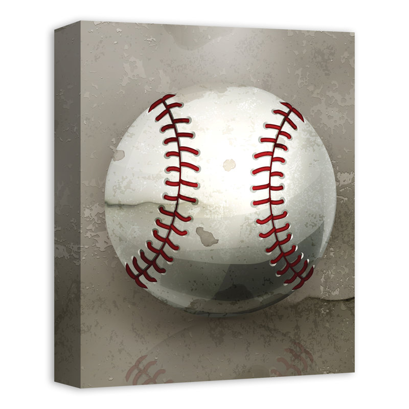 Art sur toile de baseball peint Zena, H 14 po x l 11 po x P 1,25 po