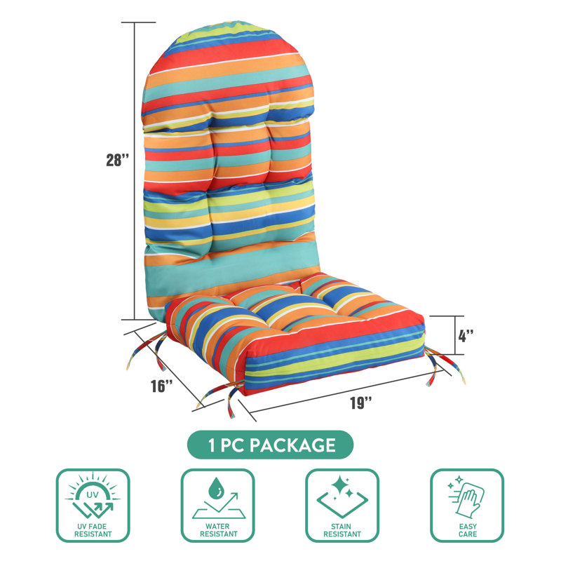 Outdoor Adirondack Chair Seat and Back Cushion, Multi-Colored