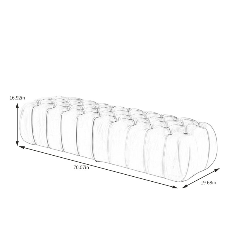 Banc de lit moderne, H 16,92 po x l 70,07 po x P 19,68 po