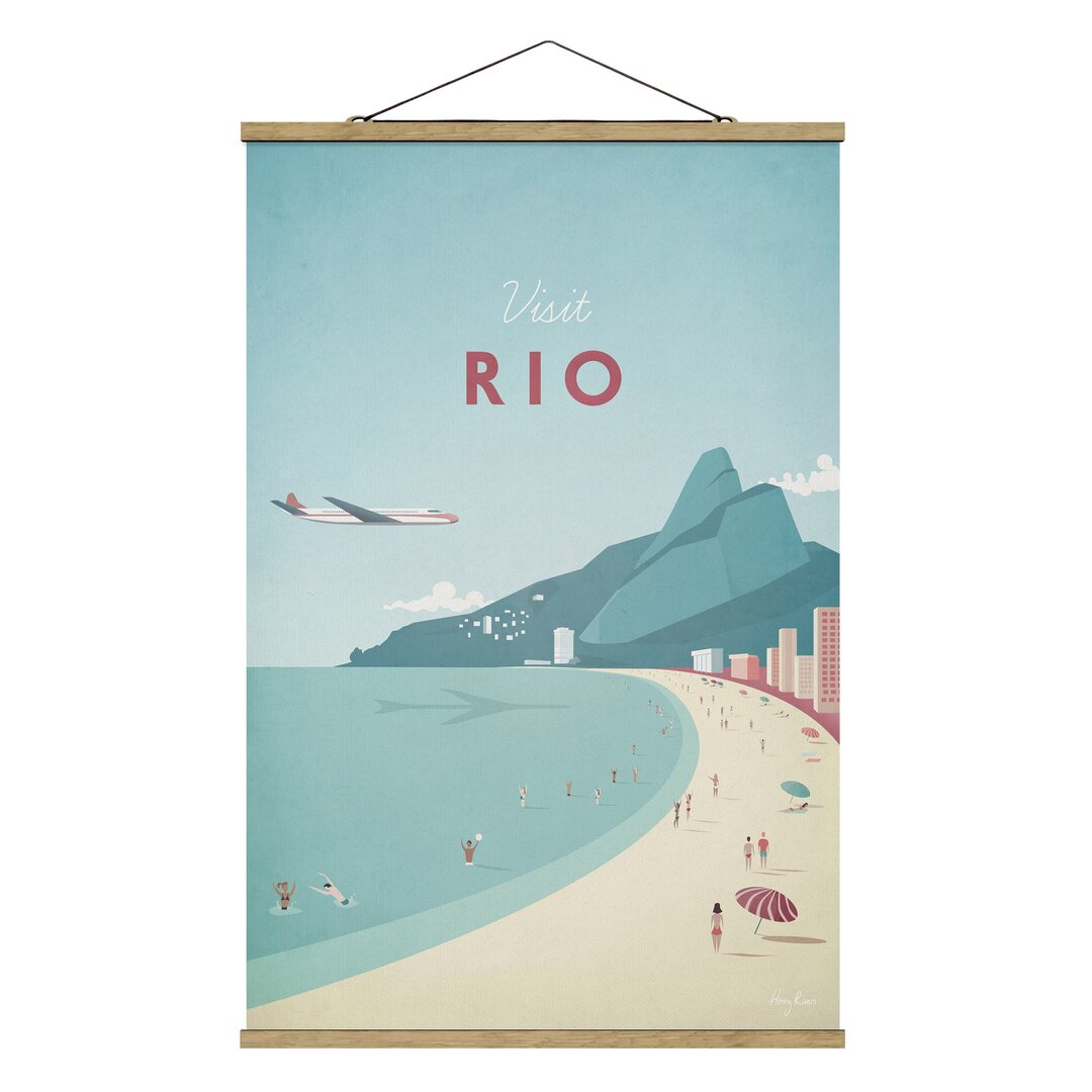 Stoffbild Mit Posterleisten - Reiseposter - Rio De Janeiro - Hochformat 3:2