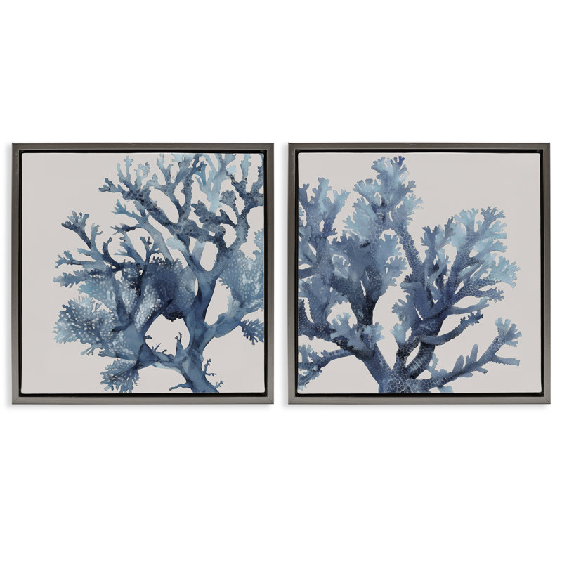 Ensemble de 2 toiles flottantes encadrées Speckle, H 25 po x l 25 po, Cadre flottant gris lustré