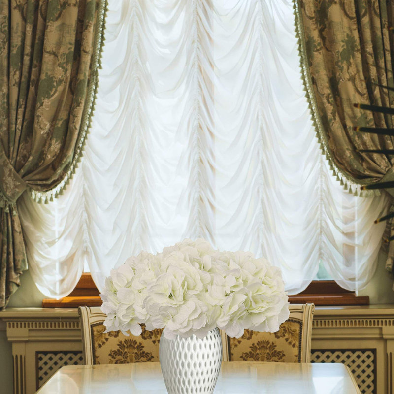 Tige d'hortensia beige 4,5 pouces, faux floral pour arrangements de vase et décoration intérieure, Blanc