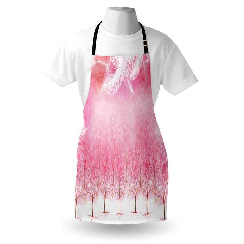 Tablier rose East Urban Home unisexe, plumes de cerisier, taille adulte, rose pâle / blanc