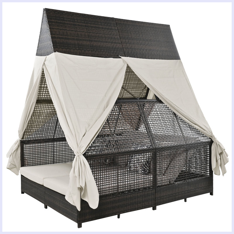 Ensemble de conversation d'extérieur pour 2 personnes avec coussins Farisa, Beige