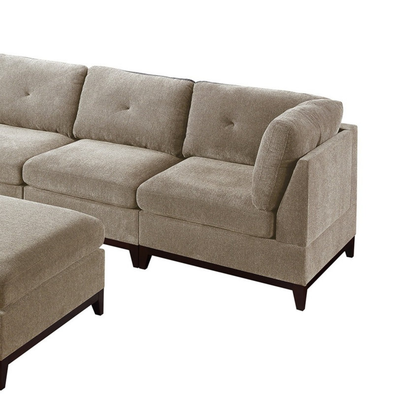 Canapé modulaire en chenille de chameau en tissu d'ameublement modulaire en L 2 pi, Chameau