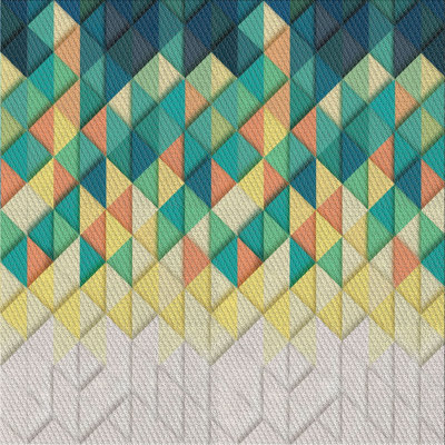 Tapis vert/jaune/gris à motifs