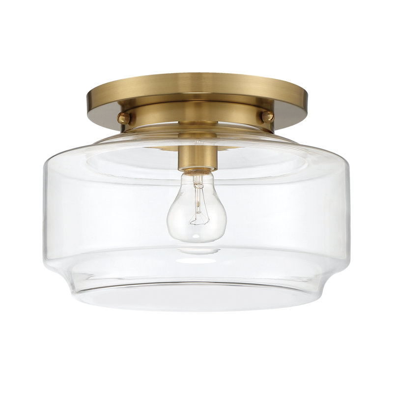 Plafonnier semi-encastré 1 lumière Peri, H 8po x l 12 po x P 12 po, Laiton