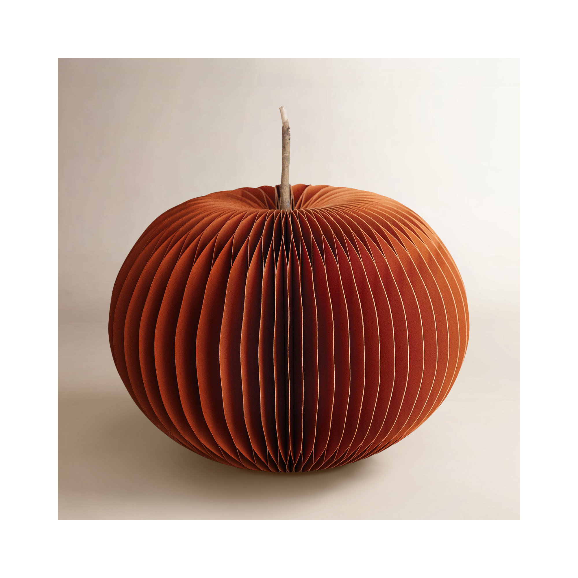 Paper Folding Honeycomb Pumpkin With Twig Stem