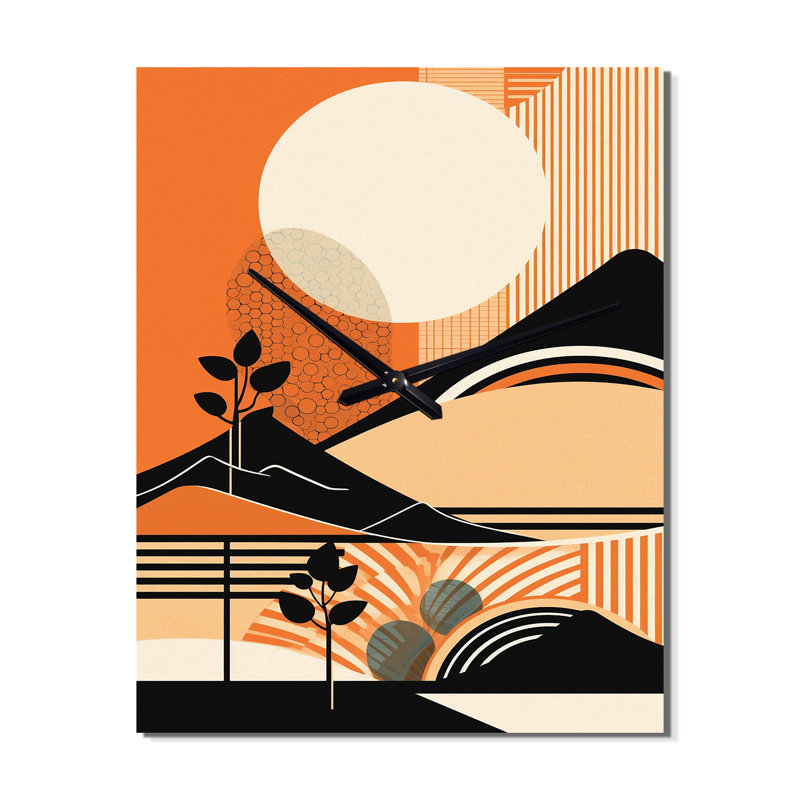 Jalexia - Horloge murale paysage moderne, H 32 po x l 24 po x P 1 po