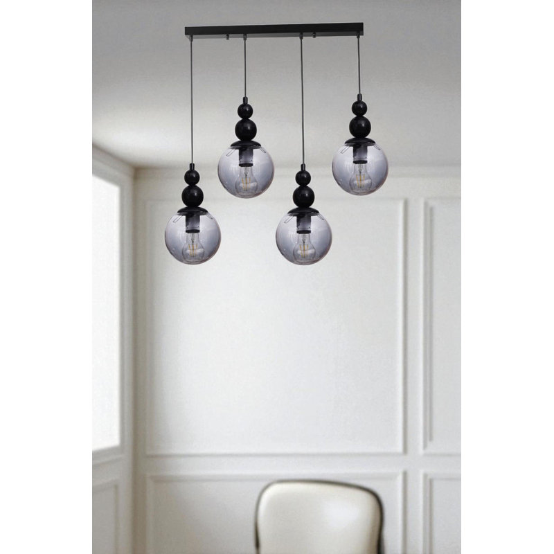 Lustre, Gris / Noir, 4 étages, Quatre lumières