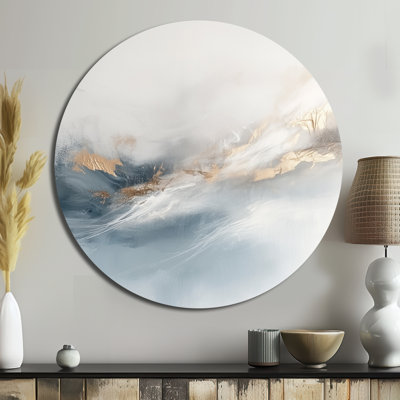 Watercolor Mountains - Décoration murale abstraite moderne transitionnelle ronde en métal