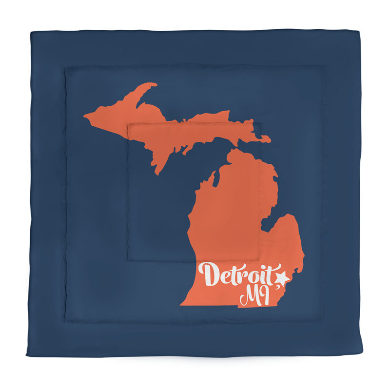 Modern & Contemporary Polyester Percale Comforter, Dark Blue