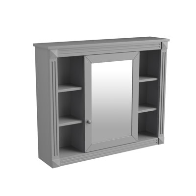 Armoire de rangement murale de salle de bain 35 po x 28 po, armoire à pharmacie, armoire de salle de bain moderne avec miroir, armoire à miroir avec 6 tablettes ouvertes