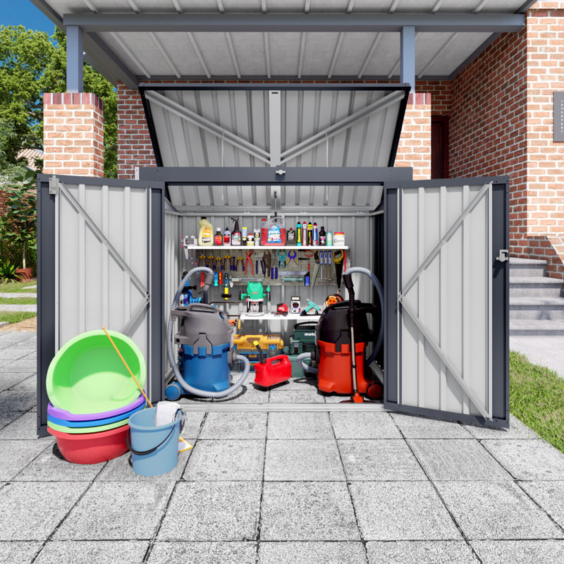 Poubelle d'extérieur pour 2 bacs Poubelle en métal Armoire de rangement pour poubelle imperméable Petit générateur pour la cour de jardin