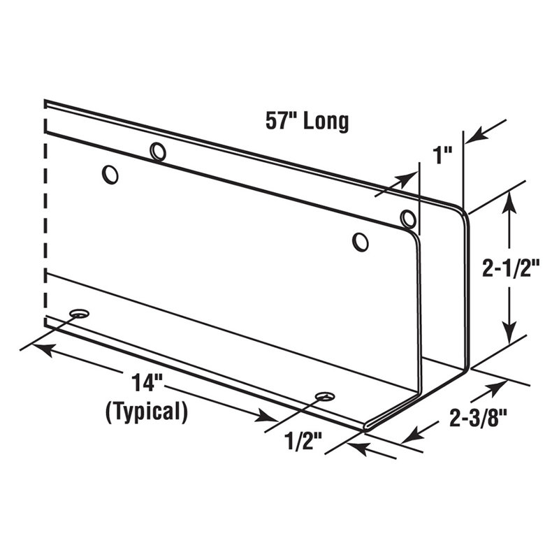 Support mural Prime-Line One Ear, pour panneaux de 1 pouce, acier inoxydable, finition satinée, paquet de 1