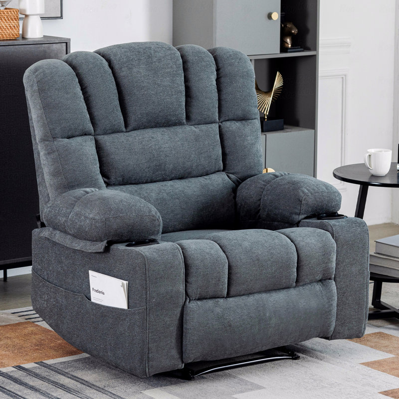 Avec fonction de massage et fauteuil inclinable avec vibration chauffante, Gris