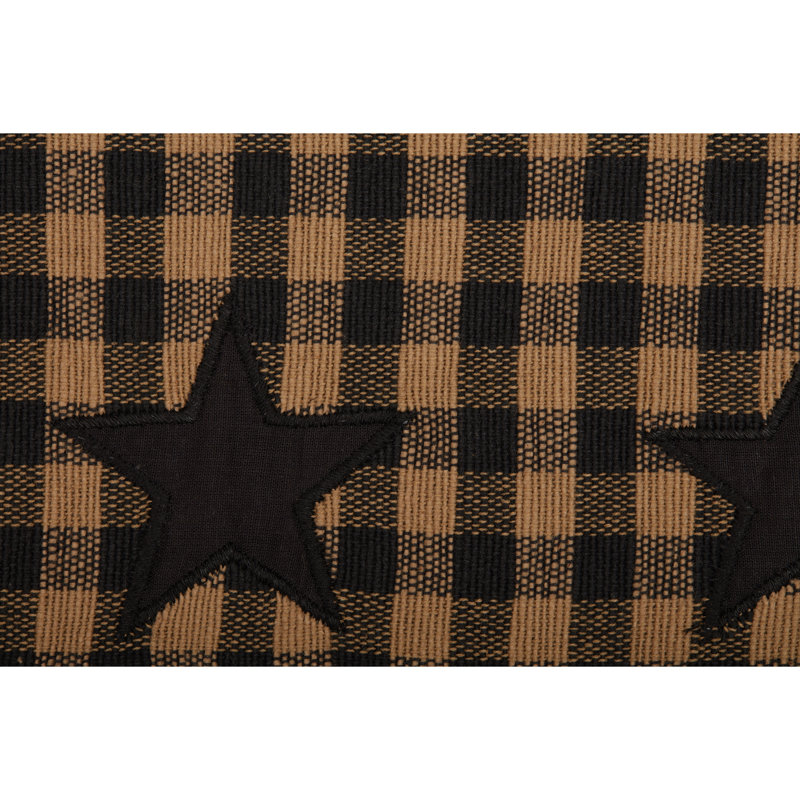 Deuxville Checkered 100% Cotton Table Runner, Black/Dark Tan, 36" L x 13" W