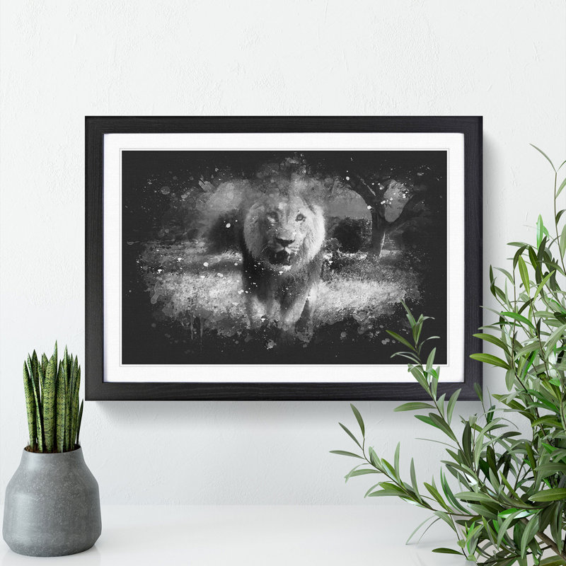 Lion Vol.5 - Picture Frame Graphic Art, Black Framed, 65cm H x 90cm W x 2cm D