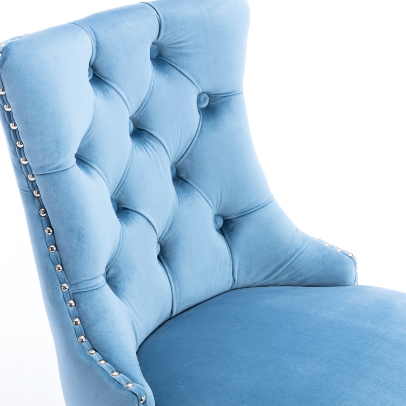 Velours bleu avec tiroirs faits à la main, pieds en bois, assise confortable, 2 coussins,, Bleu clair, Naturel
