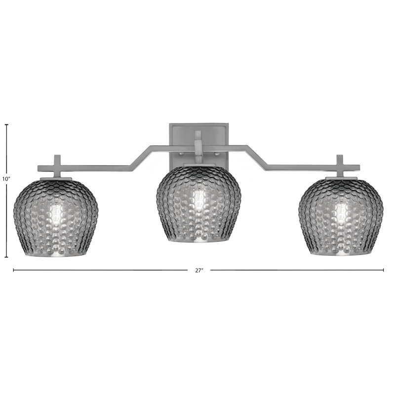 Bar pour salle de bain Headland illustré avec verre texturé fumée de 6 po, H 10 po x l 27 po x P 6,25 po, Nickel