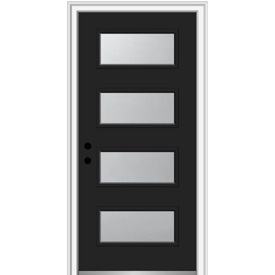 Porte d'entrée pré-suspendue en verre givré à 4 lumières avec 4 lumières