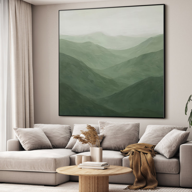 Très grand art mural imprimé sur toile - Paysage de montagne abstrait, œuvre d'art pour le salon ou la chambre à coucher - «Assemblage requis du cadre (cadre non fini)»