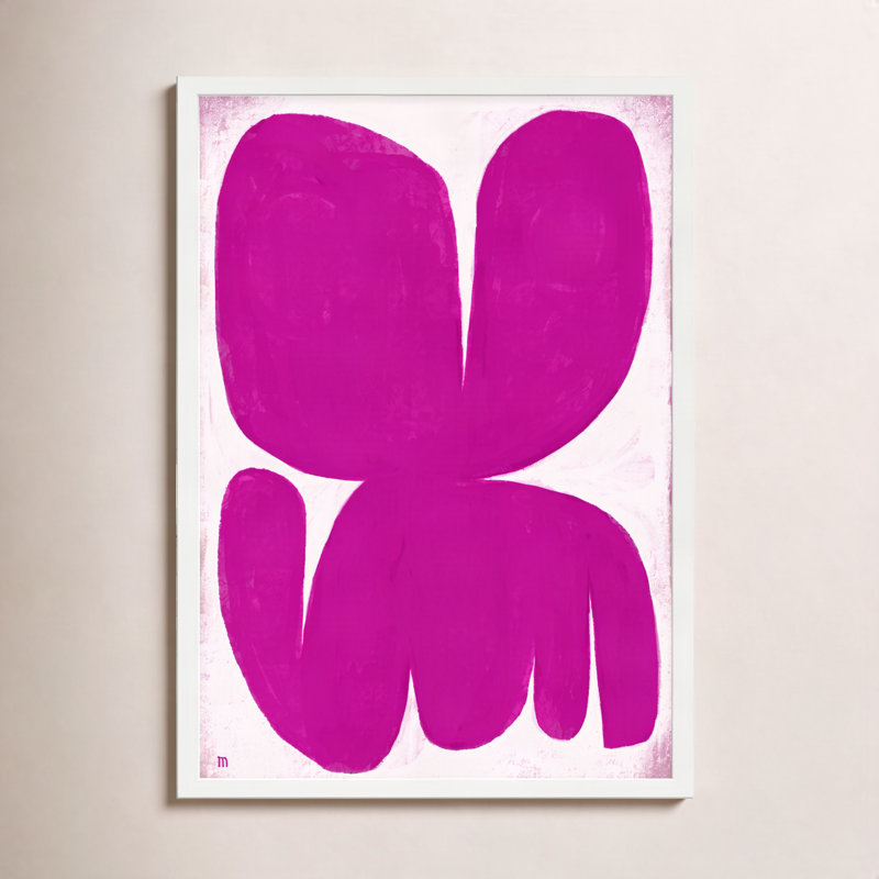 Magenta Moth Print by StudioM, 20" H x 14" W x 1.25" D, White