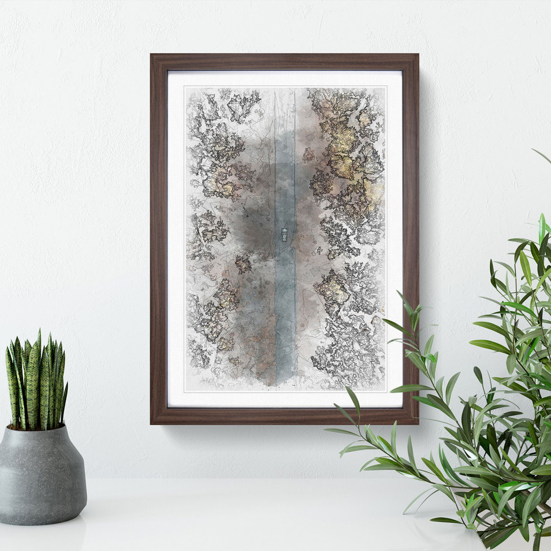 Driving Through a Forest in Hungary Sketch - Picture Frame Painting