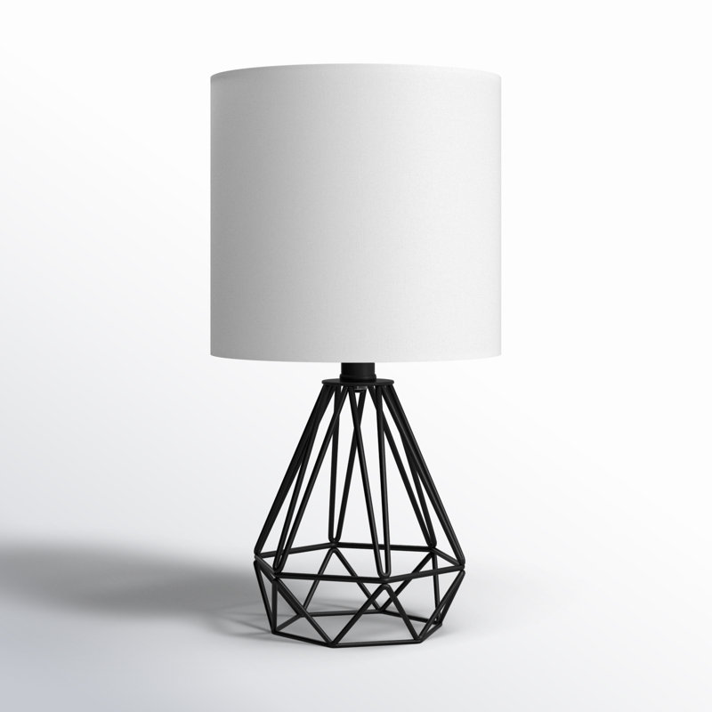 Modern Black Metal Desk Lamp Geometric Base Table Lamp, Black