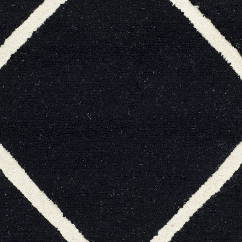 Tapis noir / blanc en laine touffeté à la main Sanyla, Rectangle 2 pi x 3 pi