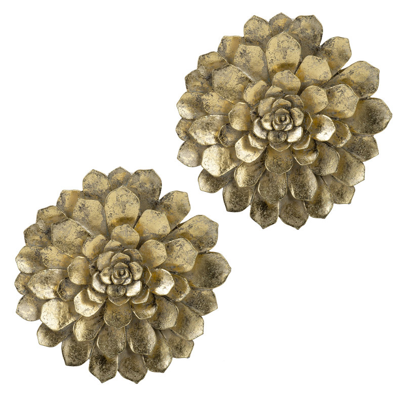 Brilliant Succulent Wall Plaque - 98% Resin, 2% Metal, 10.2x2.4x10.2 Inches, 3.6lbs, Golden Accent For Home And Office Decor Intriguing Finish &