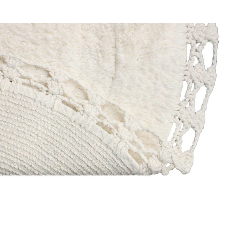 Saross 100% Cotton Non-Slip Bath Rug, Ivory