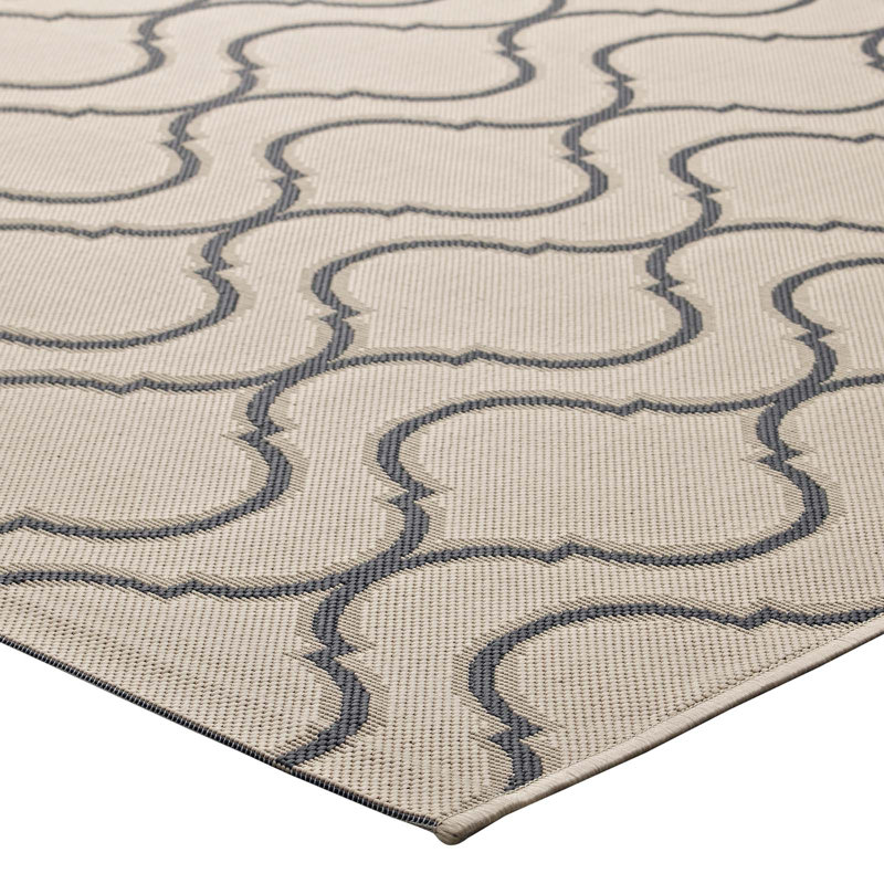 Gray and Beige Abstract Synthetic 8' x 10' Area Rug