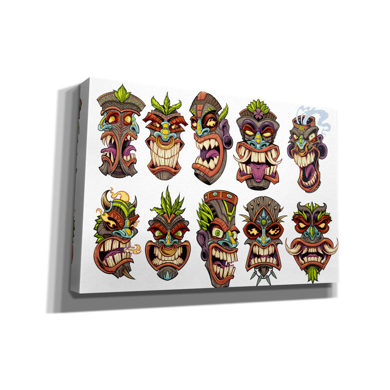 Baford " Tiki Heads Flat ", 12" H x 18" W x 0.75" D