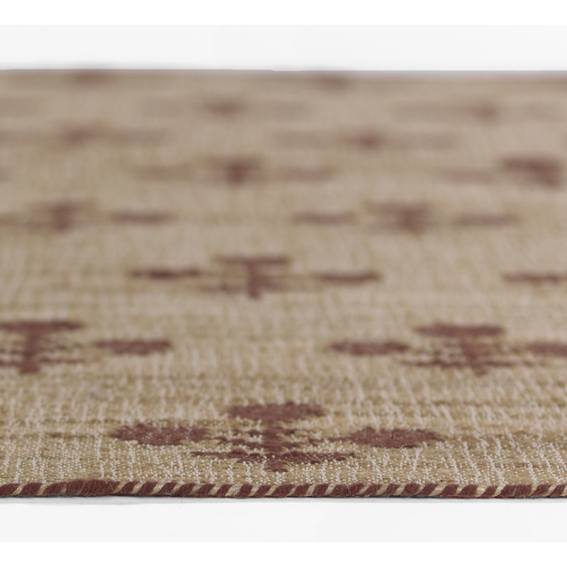 Rust and Beige Flat Woven Wool Runner Rug
