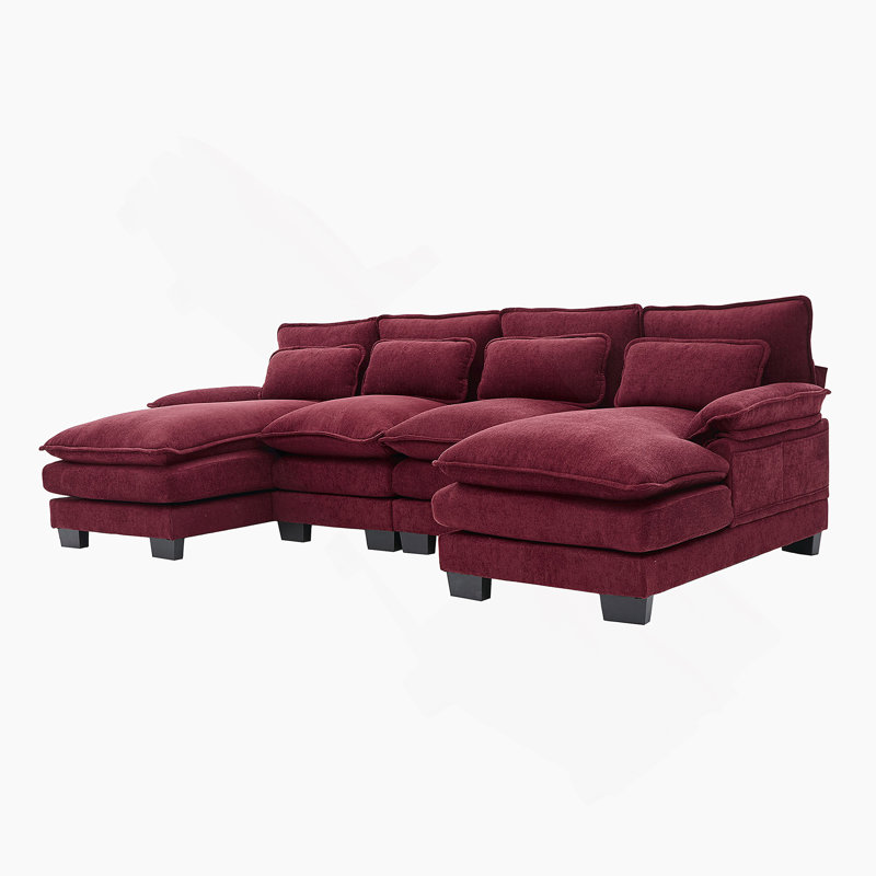 Canapé modulaire confortable en U avec méridienne double, mousse à mémoire de forme et rangement, idéal pour le salon et la détente en appartement