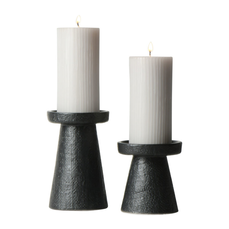 Stoneware Tabletop Candlestick, Black