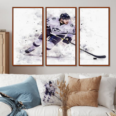 «Hockey Player Portrait In The Spotlight I», ensemble de reproductions d'art mural