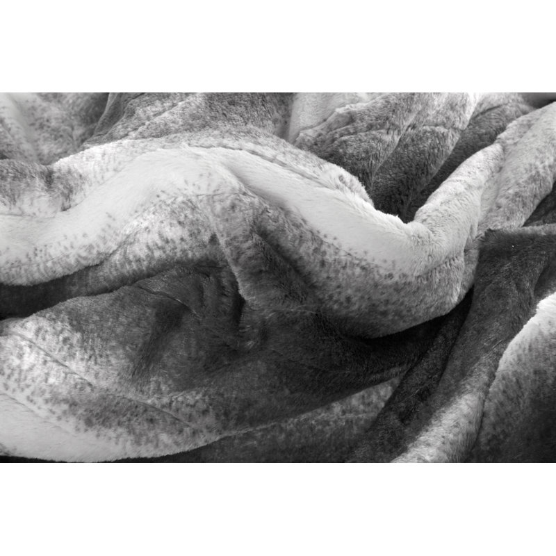 Heated Faux Fur Throw, Gray/White, 50"W x 60"L